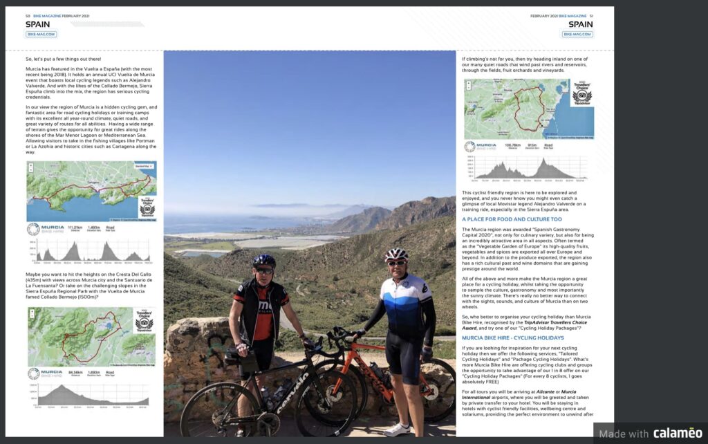 Bike Magazine - February 2021 Issue - Murcia Bike Hire Article