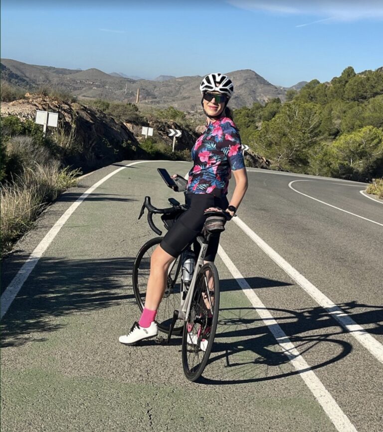 Cyclist riding the Green Mile climb near La Manga Club Resort, Murcia – carbon road bike hire with OriMar Bikes